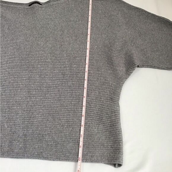 bobi Black Gray Chic Off-Shoulder Knit Long Sleeve Ribbed Sweater New Size Large - Picture 11 of 11